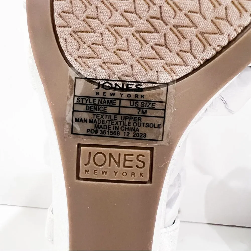 Jones New York Denice Strappy Bling Wedge Sandals Elastic Ankle Silver 7 NEW